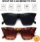 racico Trendy Cat Eye Sunglasses Women – 2 pack Vintage Oversized Cateye Style Square Sun Glasses Women Men