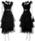Family Wednesday Costume Vintage Goth Black Raven Dance Dress Cosplay Women Girl Tulle Lace Skirt Halloween Party Outfit