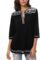 Women’s 3/4 Sleeve Boho Shirts Embroidered Peasant Top