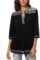 Women’s 3/4 Sleeve Boho Shirts Embroidered Peasant Top