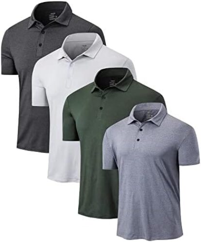 TELALEO 4/5 Pack Mens Polo Shirts Quick Dry Short Sleeve Golf T Shirt Performance Moisture Wicking Casual Workout
