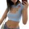 Womens Y2K Print Crop Tops Cute Kawaii Punk Graphic Summer Short Sleeve Tee T-Shirts E-Girls Teen Clothes Streetwear