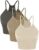ODODOS Women’s Crop 3-Pack Washed Seamless Rib-Knit Camisole Crop Tank Tops