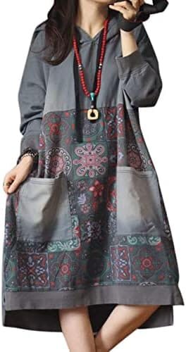 JCJ Women Casual Loose Ethnic Floral Hoodies Sweatshirts Jackets with Long Sleeves and Pockets – Fashionable and Comfortable