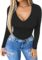 MANGOPOP Deep V Neck Short Sleeve Long Sleeve Tops Bodysuit for Women Clothing
