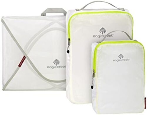 Eagle Creek Pack-It Specter Packing Cubes Starter Set – Durable, Ultra-Lightweight and Water-Resistant Ripstop Fabric Suitcase Organizer Bags for Clothing and Gear, White/Strobe