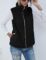 LOMON Womens Fuzzy Sherpa Fleece Jacket Lightweight Vest Cozy Sleeveless Cardigan Zipper Waistcoat Outerwear with Pocket