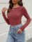 SimpleFun Women’s Long Sleeve Crop Top Ribbed Knit Slim Fitted Shirts Crewneck Casual Y2K Basic Tees