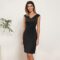 GRACE KARIN Women Ruched Bodycon Dress Cap Sleeve V-Neck Knee Length Work Dress