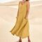Dress for Women 2024 Summer Tank Dress Sleeveless Solid Color Loose Scoop Neck Long Flowy Beach Dresses with Pocket