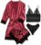 SOLY HUX Women’s Satin Pajama Set 4pcs Floral Lace Trim Cami Lingerie Sleepwear with Robe