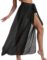 Eicolorte Beach Sarong Pareo Womens Semi-Sheer Swimwear Cover Ups Short Skirt with Tassels