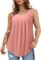 BETTE BOUTIK Womens Tank Tops Pleated Sleeveless Blouse Short Sleeve Tops Basic Shirts S-3XL