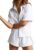 Women’s 2 Piece Outfits Track Suits Matching Sets Loungewear for Vacation Button Down Shirt and Shorts Set