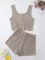 SheIn Women’s 2 Piece Sleeveless Button Crop Tank Tops and Shorts Lounge Set