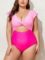 Eomenie Women’s Plus Size One Piece Swimsuits Tummy Control V Neck Cutout Bathing Suit Twist Front Ruffle Swimwear