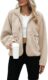 Yanekop Womens Fleece Jacket Fuzzy Long Sleeve Short Coats Button Down Sherpa Outerwear with Pockets
