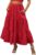 ANRABESS Women’s Summer Boho Elastic Waist Pleated A-Line Flowy Swing Tiered Long Beach Skirt Dress with Pockets