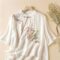 Suit Chinese Shirt Traditional Clothing Women Hanfu Spring Summer Cotton Hemp Embroidered T-Shirt