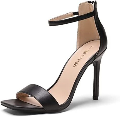 DREAM PAIRS High Heels Stillettos Square Toe Heels for Women Ankle Strap Heels Sexy Comfort Strappy Dress Shoes Wedding Bridal Pumps Sandals