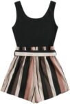 [gpt3]rewrite this title SOLY HUX Women’s Summer Sleeveless Striped Belted Tank Romper Short Jumpsuit[/gpt