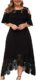 MOBCTG Plus Size Dresses for Women’s Church, Fashion Lace Stitching Ruffle Short-Sleeved Strapless Sheath Dress, L-5XL