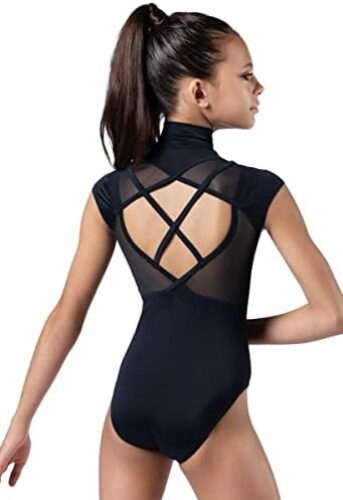 Balera Womens Zip Front Strappy Back Leotard for Dance Girls One Piece