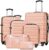 LONG VACATION Luggage Set 4 Piece Luggage Set ABS hardshell TSA Lock Spinner Wheels Luggage Carry on Suitcase (PINK, 6 piece set)