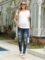 Maacie Maternity Jeans Over Belly Skinny Ripped Denim Pants with Real Pockets
