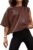 Women’s Oversize Workout Crop Tops Casual Short Sleeve Drop Shoulder Boxy T-Shirts Roll Hem Basic Loose Yoga Running Tees