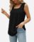 Womens Tank Tops Square Neck Summer Casual Basic Flowy Sleeveless Tops Pleated