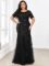 Ever-Pretty Women’s Plus Size Sequin Short Sleeves Embroidery Mermaid Maxi Evening Dress 07707-PZUSA