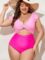 Eomenie Women’s Plus Size One Piece Swimsuits Tummy Control V Neck Cutout Bathing Suit Twist Front Ruffle Swimwear
