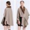 Womens Batwing Sleeve Fur Collar Cloak Shawl Scarf,Loose V Neck Cardigan Sweater,Luxury Faux Fur Hooded cape coat