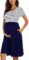 WOOXIO Women’s Short Sleeve Maternity Dress Patchwork Pregnancy Clothes with Pockets
