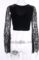 Women’s Gothic Lace Flare Sleeved Splicing V-Neck Velet Tops Hollow Out Black T-Shirt