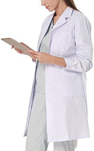 Nachvorn Professional White Long Sleeve Lab Coat Workwear Uniform for Women and Men