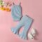 Infant Baby Girl Clothes Sleeveless Romper Bodysuit Tops & Flared Bell Bottom Pants Solid Color Newborn Summer Outfits Sets