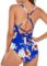 Husmeu Women’s Slimming One Piece Swimsuits Tummy Control Monokini Bathing Suits Criss Cross Backless Plus Size Swimwear