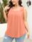 Aokosor Summer Tank Tops for Women Loose Fit Flowy Square Neck Sleeveless Tops Curved Hem Pleated