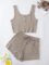 SheIn Women’s 2 Piece Sleeveless Button Crop Tank Tops and Shorts Lounge Set