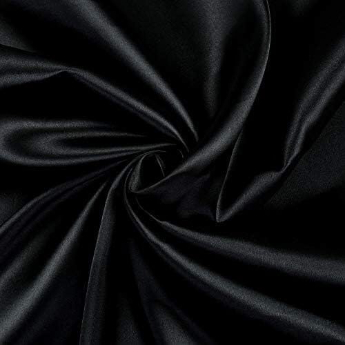 MDS Pack of 10 Yard Charmeuse Bridal Solid Satin Fabric for Wedding Dress Fashion Crafts Costumes Decorations Silky Satin 44” Black