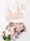 WDIRARA Women’s 2Pcs Floral Lace Cami Top with Shorts Sleepwear Pajama Set