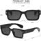 JOVAKIT Black Square Sunglasses for Women Men Simple Trendy Rectangle Thick Frame Style Sun Glasses UV400 Protection
