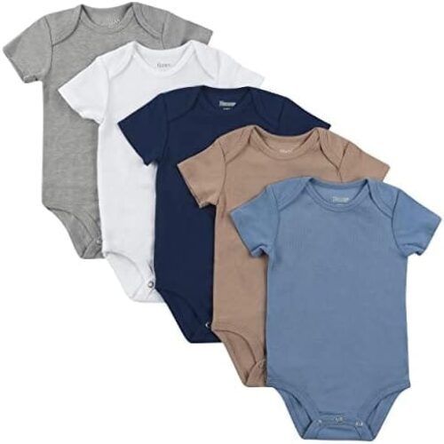 Hanes Baby Bodysuits, Ultimate Flexy Short Sleeve for Boys & Girls, 5-Pack