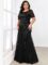 Ever-Pretty Women’s Plus Size Sequin Short Sleeves Embroidery Mermaid Maxi Evening Dress 07707-PZUSA