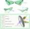 Yoela OLIN Triangle Thick Rimless Sunglasses One Piece Colored Transparent glasses For Women and Men, Green