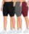 NEW YOUNG 3 Pack Plus Size Biker Shorts with Pockets for Women-High Waisted 8″ Yoga Pants Workout Shorts