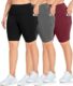 NEW YOUNG 3 Pack Plus Size Biker Shorts with Pockets for Women-High Waisted 8″ Yoga Pants Workout Shorts