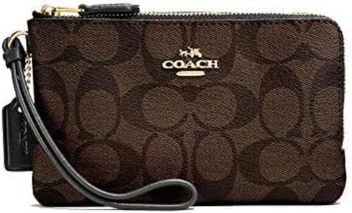 COACH Signature PVC Double Corner Zip